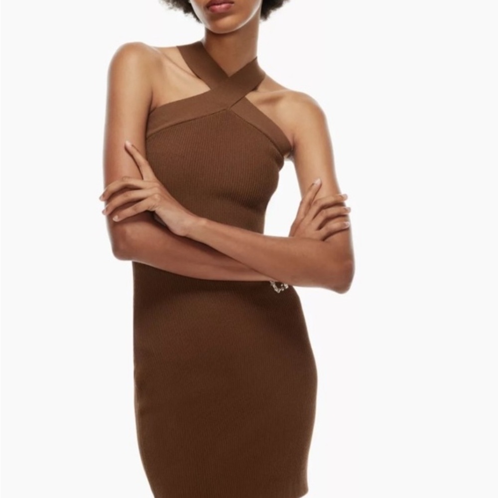 babaton Elegant Brown Halter Dress